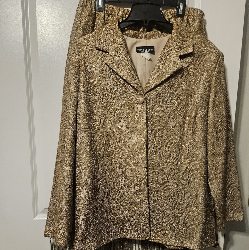 Gold Textured Women's Blazer by Wear & Go